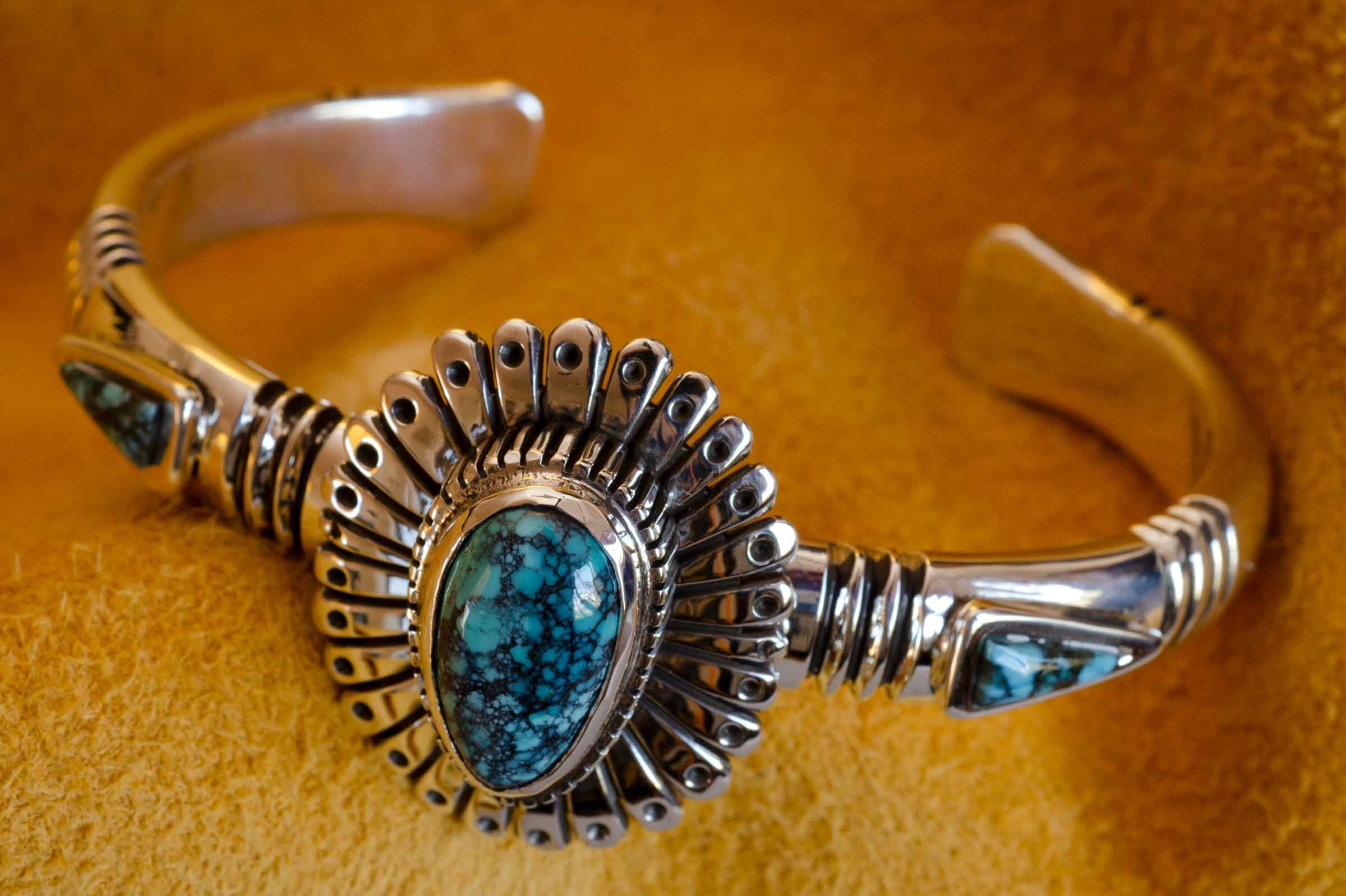 Jay Livingston, Lone Mountain Turquoise and Silver Bracelet